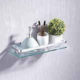 PAKET ENTHÄLT: 8 mm Duschregal Glas x 1, Metallgeländer x 1, Hardware Paket (Schrauben und Dübeln) x 1, Regalträger x 2, Befestigungsbasis x 2. Die Schraubenmontage ist für Betonwände geeignet.