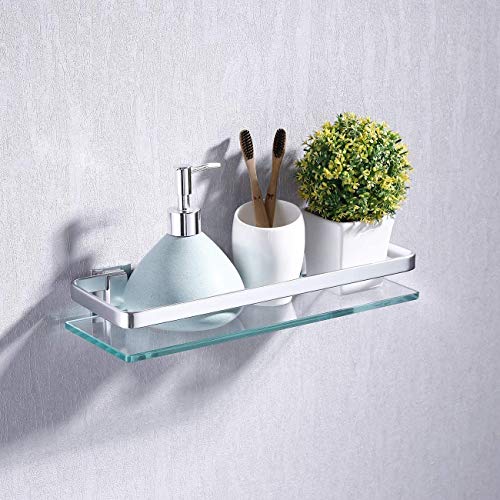 Umi. por Amazon Estanterías para baño 35 x 12 cm Estante de vidrio para ducha Vidrio templado Aluminio Montado en la Pared Astilla Pulida, A4126A