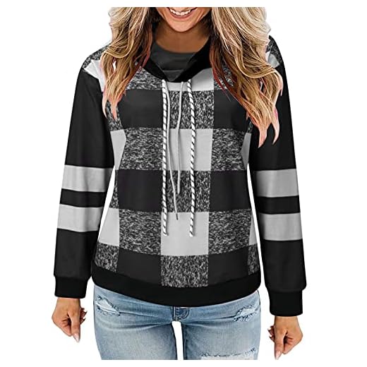 Hoodie randig dam oversize tröja dam huvtröja luvtröja kvinnor sweatshirt damer med huva grafisk huvtröja höst vinter huva långärmad skjortor dragsko överdel, B-Svart, XL