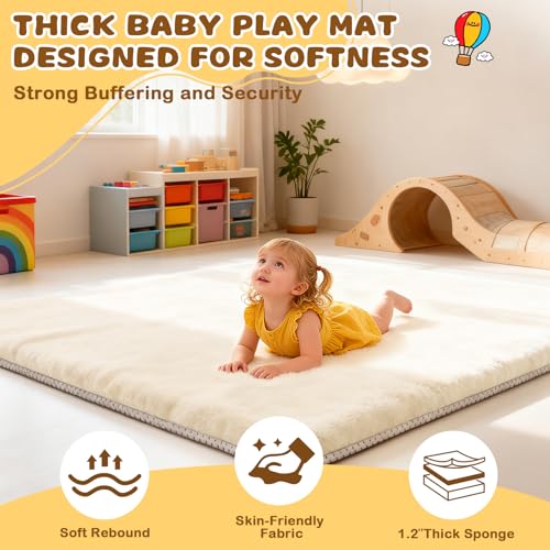 Image of Yozoia Thick Baby Play Mat for Floor 50 x 50, Ultra Soft Playpen Mat, Machine Washable Tummy Time Foam, Non-Slip Bottom Helps Cushion, for Kids, Infant and Toddler Crawling