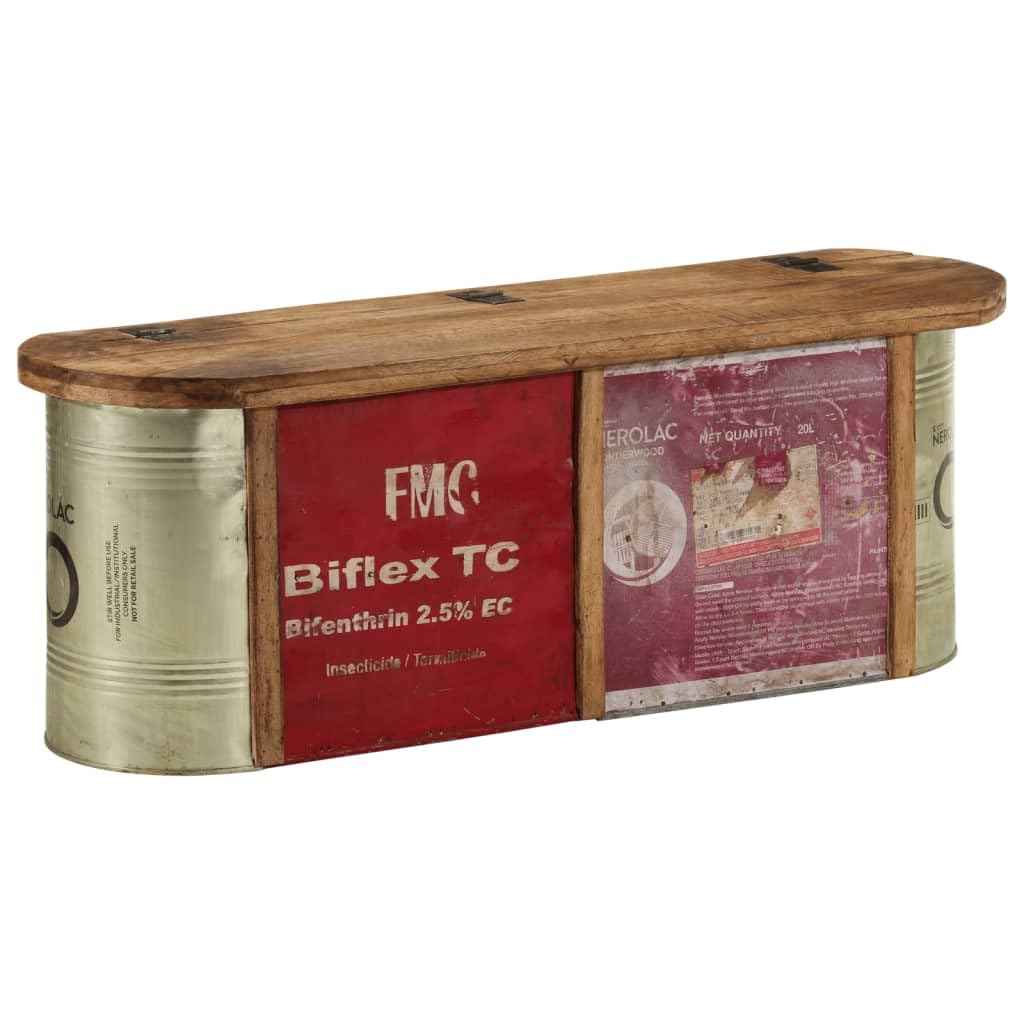 Banco de almacenamiento de madera maciza 120cm rústico para pasillo