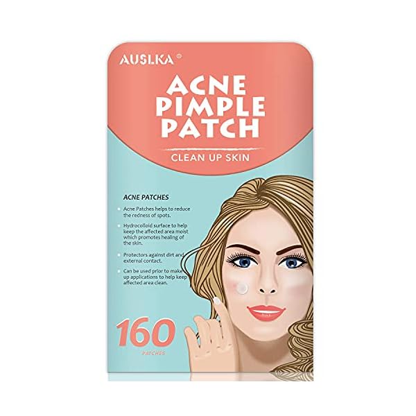 AUSLKA-160-PatchBlemish-Pimple-Patches-Zit-Stickers-Blemish-Spot-Patch-Hydrocolloid-Blemish-Dots-for-Face AUSLKA (160 Patch) Acne Pimple Patches, Zit Stickers, Blemish Spot Patch, Hydrocolloid Acne Pimple Patch for Face Zit…