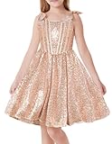 GRACE KARIN Girls Gold Dress Formal Party Fancy Party Dress for Girls Size 10-12 Special Occasion Sparkly Sleeveless