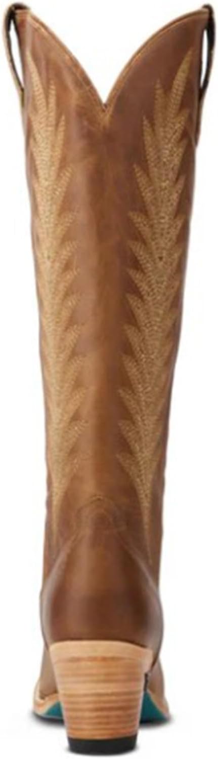 Lane Womens Jentry Knee High Embroidered Round Toe Casual Boots Knee High Mid Heel 2-3" - Brown
