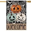 Baccessor Halloween Boo Welcome House Flag Double Sided 28 x 40 Inch,Spooky Ghost Pumpkin Burlap Large Garden Flag for Halloween Farmhouse Holiday Yard Seasonal Outdoor Outside Decoration