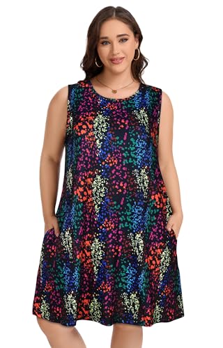 Image of elescat Plus Size Summer Dresses for Women Sleeveless Pockets Beach Tshirt Tank Sundress 2026
