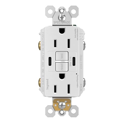 Miniatura 10 de Legrand - Pass & Seymour - Salida GFCI radiante con puertos USB, salida USB GFCI blanca resistente a manipulaciones, toma de pared de 120 voltios