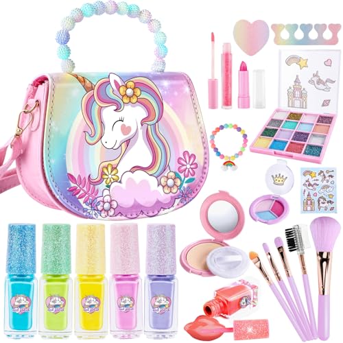 Tepsmigo Kids Makeup Kit for Girl – Kids Washable Makeup Girl Toys, Real Makeup for Kids Little Girls, Toddlers Makeup Kit Children Princess Christmas Birthday Gifts Toys for 3 4 5 6 7 8 9 10 Year Old