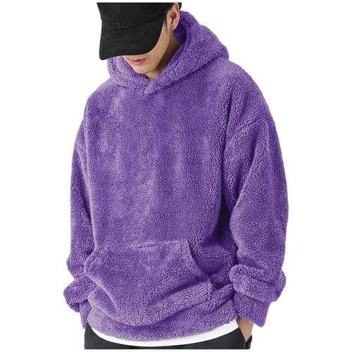 Century Star Women's Fuzzy Sherpa Hoodie - Oversized Pullover With Pockets, Tie Dye (Y Blue Purple), X-Large