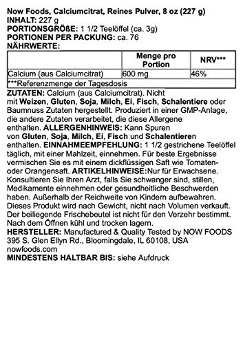Calcium Citrate Powder Now Foods 8 Oz Powder #TOP1