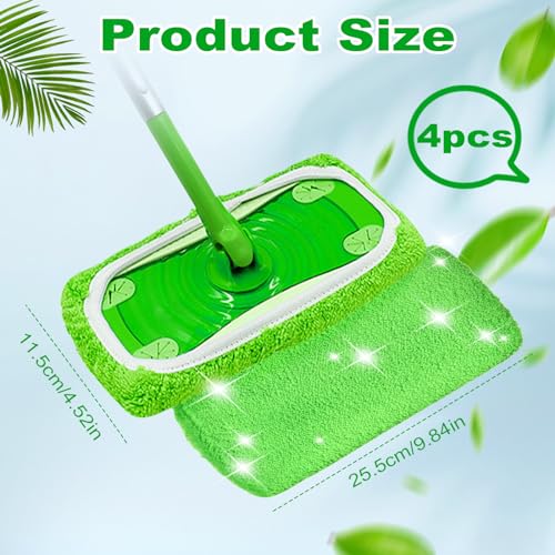 Vicloon Tücher Wiederverwendbare für Swiffer Bodenwischer,4 Stück Waschbare Mopptuch Für Nass Und Trockengebrauch,Mehrweg Flachmopptuch 25,5x11,5cm,Tuch Waschbar Wischmopp Bezu für Swiffer Sweeper Mop