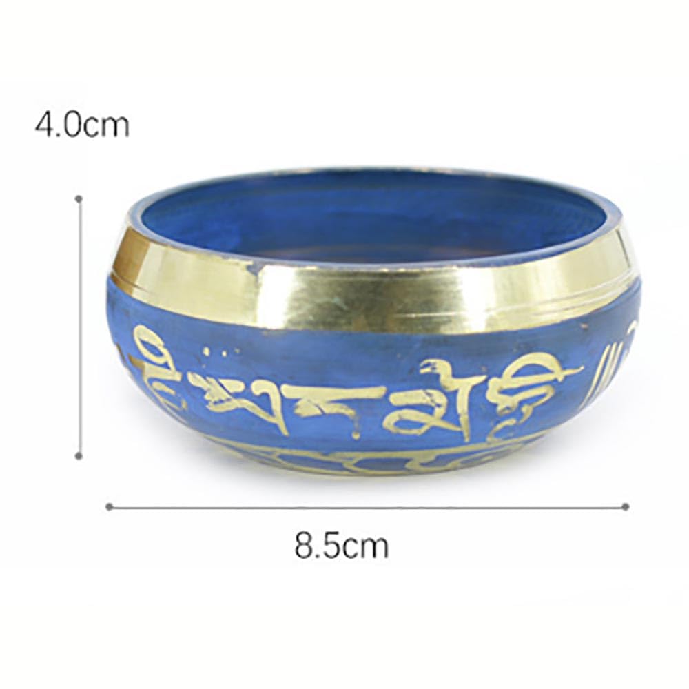 Set di campane tibetane fatte a mano, per meditazione con martello e cuscino, campana sonora buddista blu per relax e meditazione