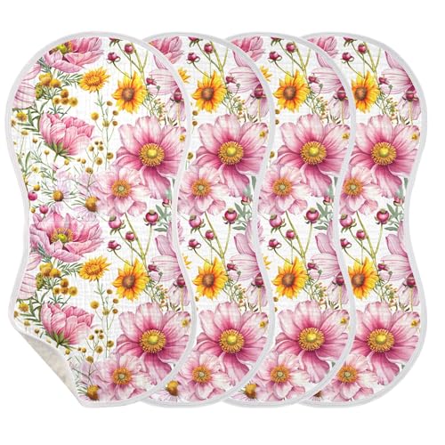 xigua Yellow Flowers Baby Burp Cloths for Newborn Boys and Girls 1 Pack, Soft & Absorbent Cotton Baby Burp Cloth, Baby Washcloths, Newborn Towel, Burp Rags3
