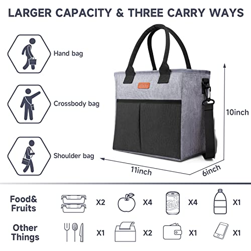 Fithome Insulated Reusable Lunch Bag For Women/Men, Adult Thermal Tote Lunch Bag With Adjustable Crossbody Strap, Portable Leakproof Cooler Bags For Work/Picnic/Travel #TOP4