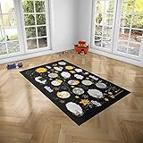 Alfombra Infantil Planetas y Ovejas para Habitaciones PVC | 95 x 95 cm | Moqueta PVC | Suelo vinílico | Decoración del Hogar | Suelo Sintasol | Suelo de Protección Infantil |