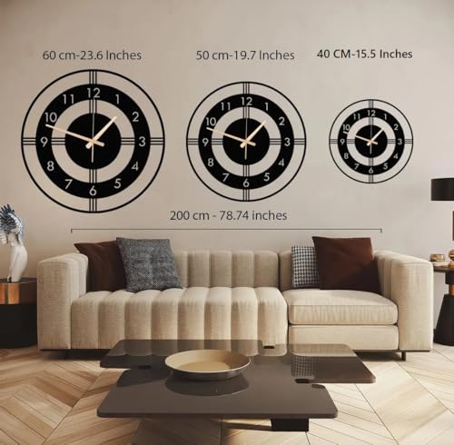 Image of Stylish Metal Analog Wall Clock for Living Room, Bedroom, Office, Kitchen, Home and Hall | Antique Fancy Big Size Modern Wall Watch for Home Decor (DA-184, 60CM)