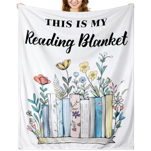 Buryeah Book Lover Gift Blanket for Reading Lovers 50'' x 60'' Book Flower Blanket...