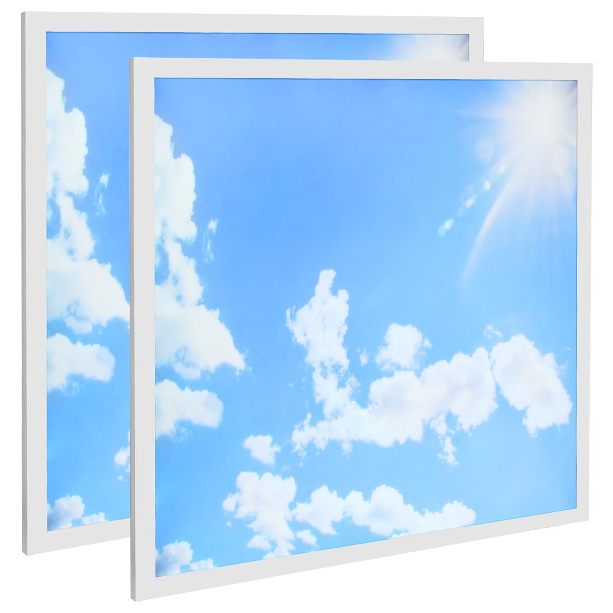 Long Life Lamp Company 2 x 40w Blue Sky LED Ceiling Panel 600 x 600 Sun Cloud Scene Recessed Office Light with Transformer