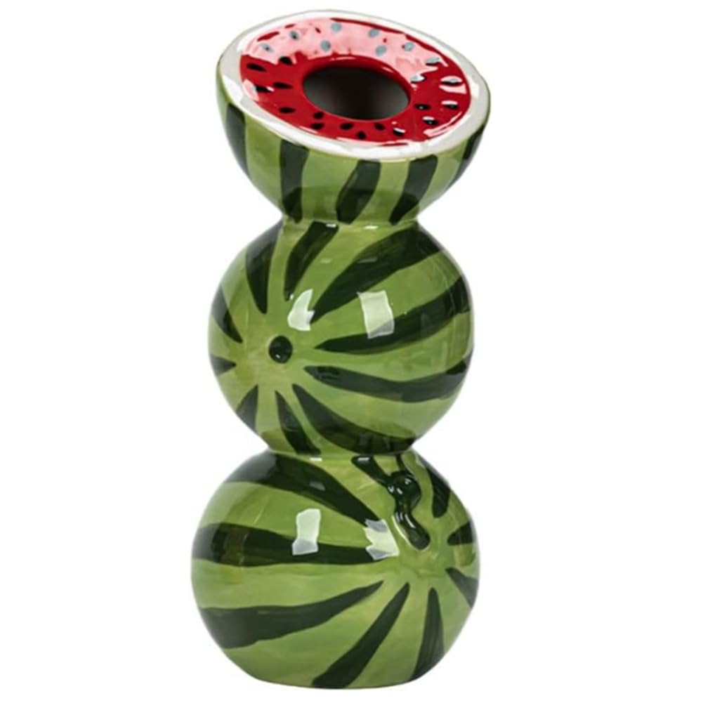 UDSKNV[KSL Ceramic Vase,Watermelon Shaped, Flower Desktop Ornament,Home,Living Room and Decoration,Modern Style