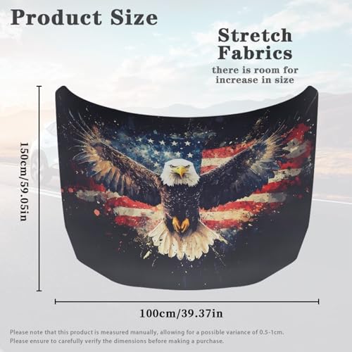 Image of USA Cute Eagle Print Car Hood Cover Polyester Elastic Fabrics Can be Washed Suitable for SUV Trucks Universal for Cars