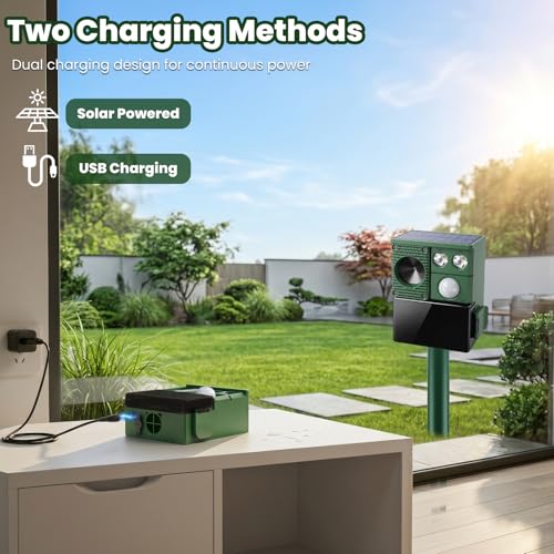Repelente solar de animales al aire libre con sensor ultrasónico 2026 4