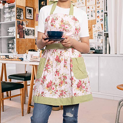Neoviva Kitchen Aprons For Women With Pockets,Cooking Aprons For Women Vintage Apron For Baking Bbq And Gardening Floral Quartz Pink #TOP1