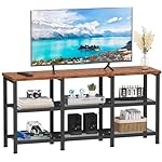 Furologee TV Stand, Small Media Console Table with 3-Tier Storage Shelves, Industrial Entertainment Center for TVs up to 50 Inch, Television Stands for Living Room, Bedroom, Rustic Brown
