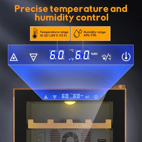 Image of 50L Upgraded Electric Humidor, 300 Counts Large Capacity,Thermostatic Electric Cooler Cabinet with Digital LED Screen, Safety Lock,Smart Humidity & Temp Control