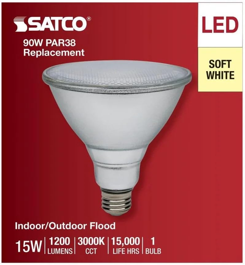 Satco S11486 15 Watt PAR38 LED; 3000K; Medium Base; 120-277 Volt; 90 CRI (6 Pack)