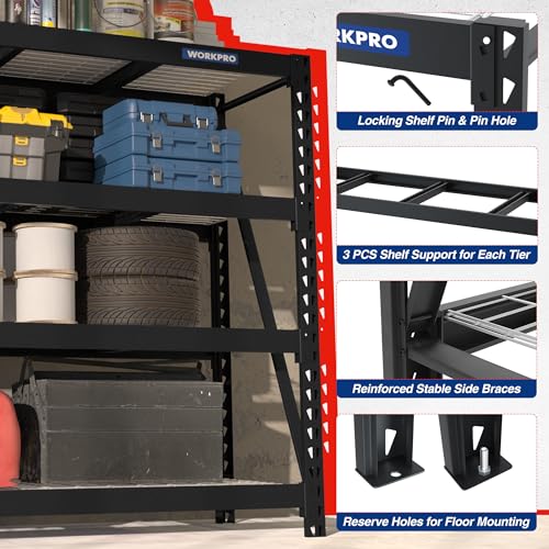 Image of WORKPRO Heavy Duty Metal Garage Shelving, 68 inch W x 24 inch D x 65 inch H, 7200 LBS Load