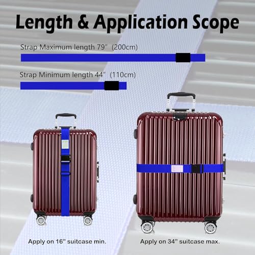 Image of Ultra Long Heavy Duty Luggage Straps for Suitcases Uprights Duffels Bags, 79 inch Adjustable Travel Packing Belts for Cargo Safety, Sturdy Baggage Strap Belts