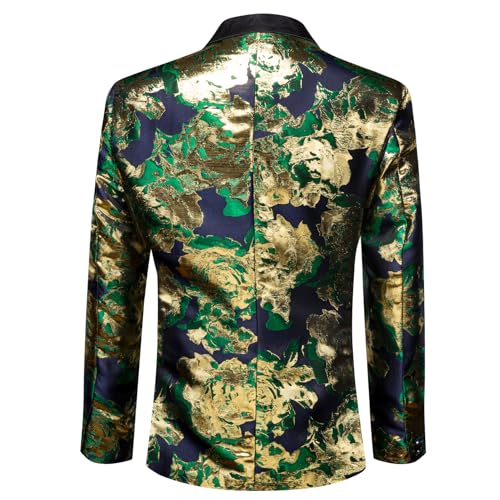 Image of Barry.Wang Mens Floral Blazer Suit Jacket Notched Lapel Casual Sport Coat