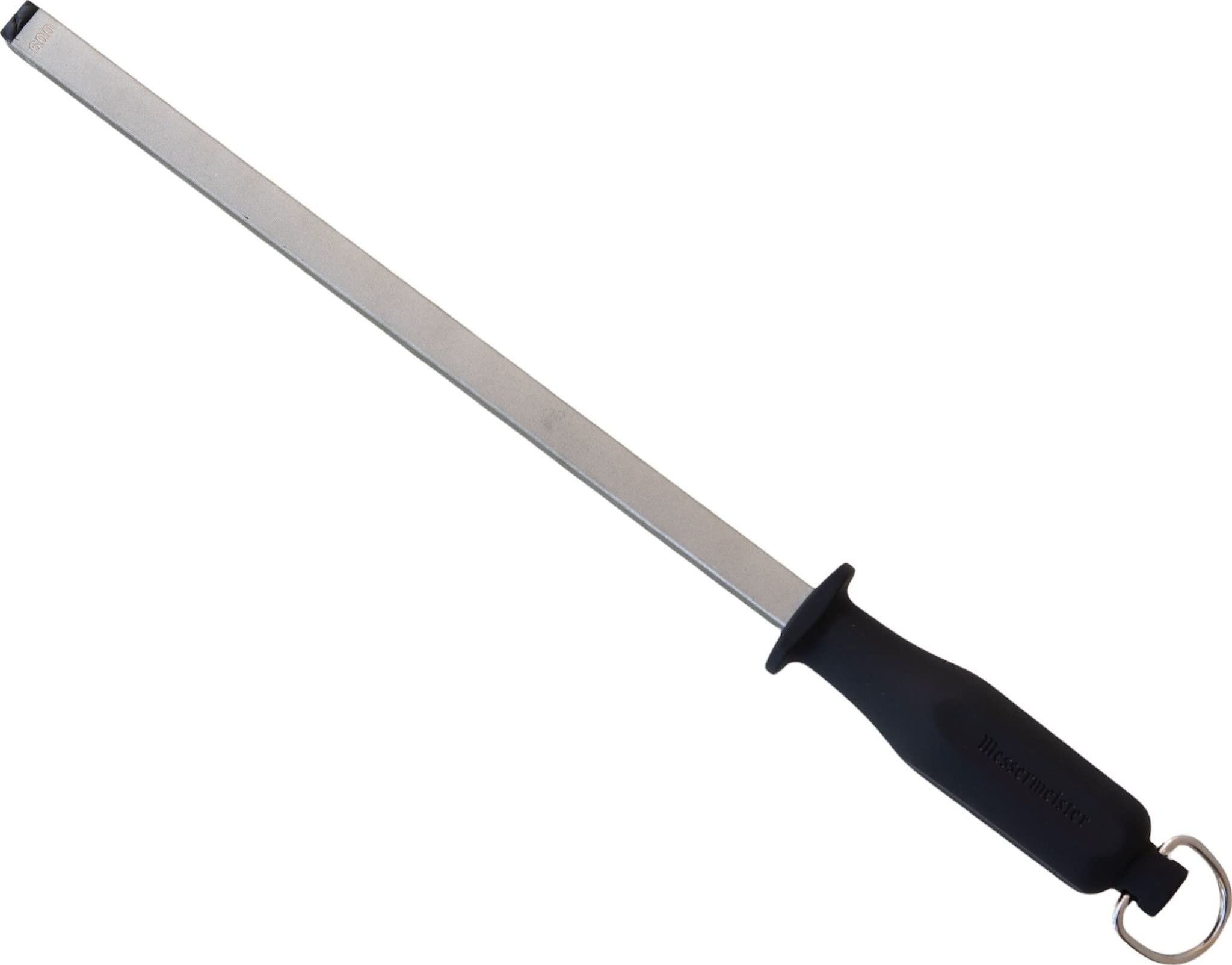 Messermeister 12" 4-Sided Diamond Sharpening Rod with Soft-Grip Handle - Knife Sharpener to Shape, Restore, Maintain & Polish Knives - 200, 400, 600 & 1000 Grit Diamond Abrasive