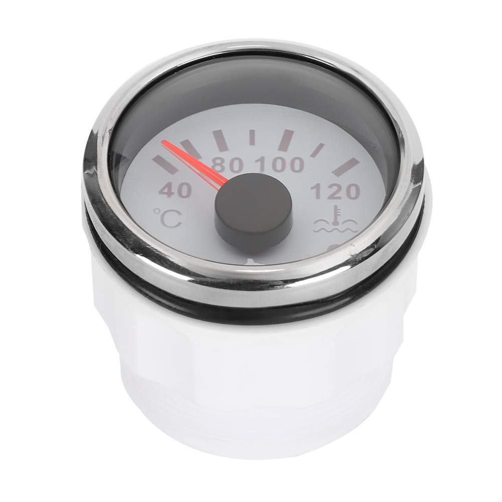Qiilu Manomètre de température d'eau de refroidissement 2 pouces 40-120 °C, alarme intelligente, étanche IP67, 12 V/24 V, capteur 301-22 ohms