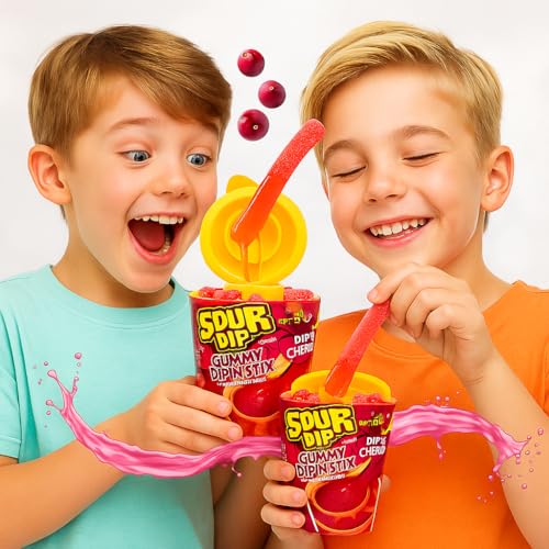 Image of CandiExotics Cranberry Flavour Dipping Sugar Liquid & Pectin Gummy Candy | 100% Vegan | Spooky Chewy Treats for Kids | Fun Party Pack - 96g