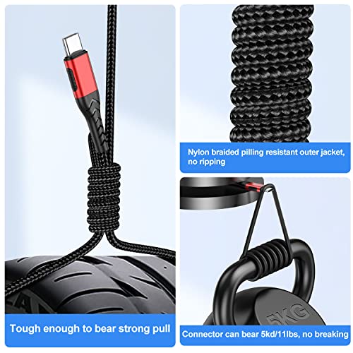 Image of Durcord USB C Cable, Upgarded 2Pack 3ft Fast Charging 3 Feet USB Type C Charging Cord Cable, 3 Foot Type C Charger Nylon Braided USB Cable Compatible with iPhone 15 /Pro /Plust /Max /Samsung etc-Red