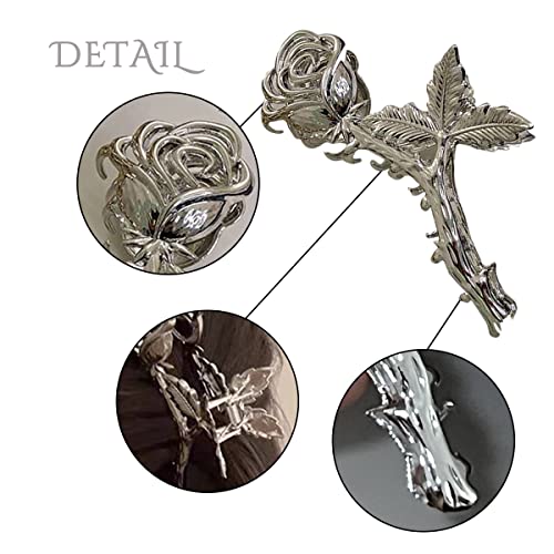 Silver Hair Clips Large Rose Shape Hair Claw Clip Metal Hair Jaw Clamps French Nonslip Hair Catch Clip Gold Hairpin Hair Accessories For Thin Hair Thick Hair Lady Barrette #TOP5