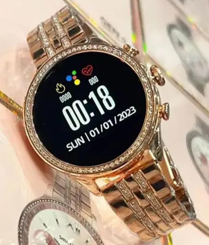 Image of Gen 9 Diamond Strap Smartwatch for Women with HD Display, BT Calling, 2 Stylish Straps (Rose Gold), Fitness & Health Tracker, Compatible with Android & iOS