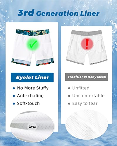 Image of SURF CUZ Mens Swim Trunks with Compression Liner Swim Shorts 7 inch Swimming Trunks Stretch 7 Inch Swim Suits Quick Dry