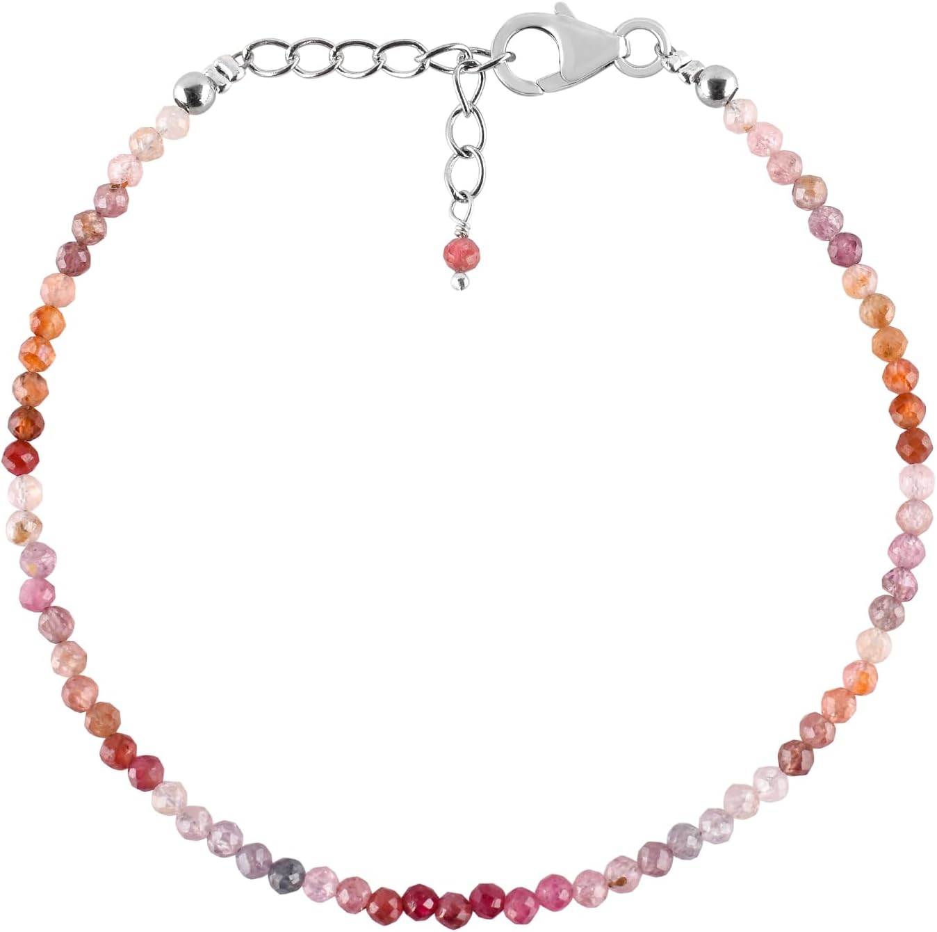 InfinityGemsArt Natural Bracelet For Women Gemstone Micro Beads Dainty Jewelry Christmas Gifts for Women, Birthstone, Stone Jewelry 925 Sterling Silver Chain 8 inch Adjustable - Image 5