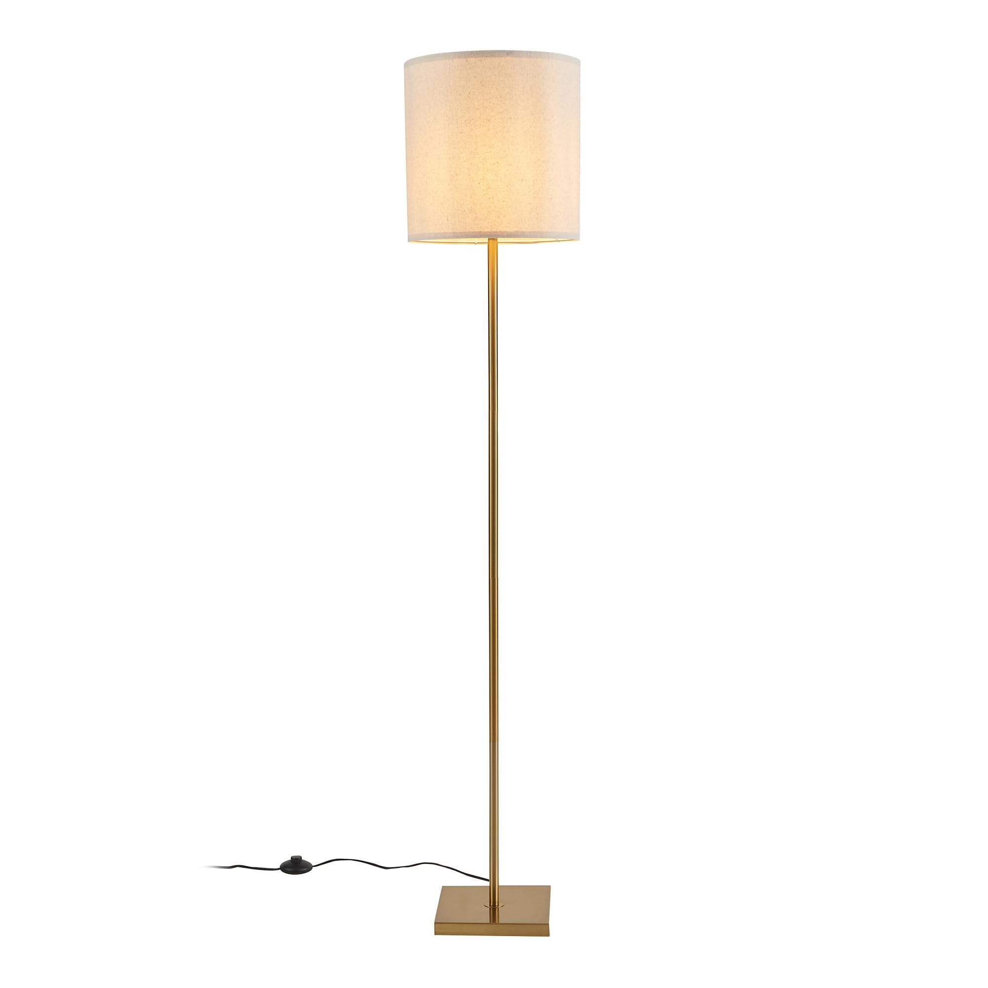 lux.pro Lampada da Terra Piantana a Stelo Diritto con Paralume Cilindrico Lampada da Lettura Alta 157 cm Design Elegante per Soggiorno Salotto - Effetto Ottone/color Lino