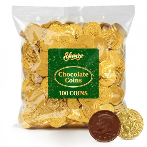 Gold Chocolate Coins 100 Pack of Gold Chocolate Coins Bulk Ideal Coin Candy for Themed Parties Events and Celebrations Perfect for Gift Bags and Festive Decorations Christmas and.