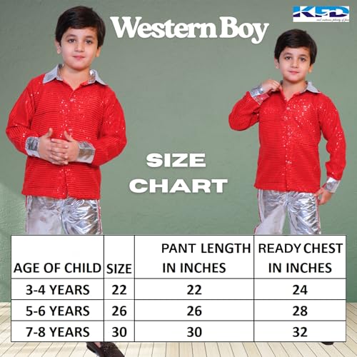 Image of Kaku Fancy Dresses Western Disco Outfit for Kids Sequin Shirt with Shining Pants for Annual Day Programme