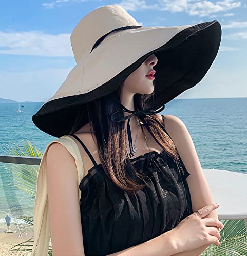 Image of HUAMULAN Women Sun Hat Summer Bucket Beach Boonie Cotton Cap Wide Brim UPF 50