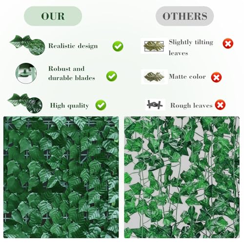 FUOBECIE Artificial Ivy Fence Screen, Fence Screening Trellis with Artificial Leaves Privacy Trellis Roll for Balcony Outdoor Garden Wall Mat Decoration, Green (1 x 3 Meter) - Image 6