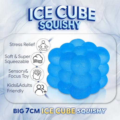 Djyxoglyn 2.36 in Blue Matte Bubble Squishy Cube Slow Rising Fidget Toy | Soft TPR, Matte Finish, squeeze toy, busy hands, stress relief, focus support, home, class, travel, kids and adults - image 2