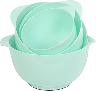BoxedHome Nesting Plastic Mixing Bowl Set, 4 Piece Mixing Bowl Set with Pour Spouts, Size 1.7, 2.5, 3.5 and 4.5qt, for Prepping, Mixing, Baking, Cooking(2023 New Version, Green)