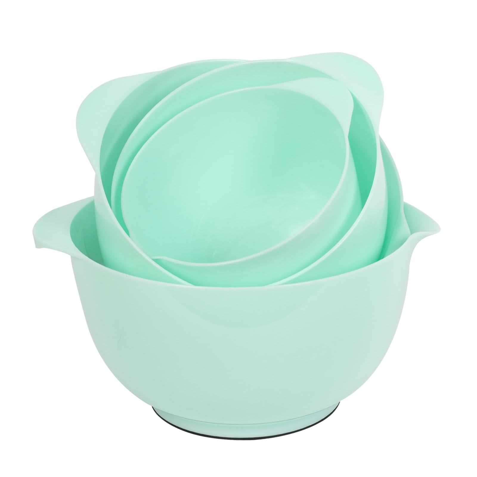 BoxedHome Nesting Plastic Mixing Bowl Set, 4 Piece Mixing Bowl Set with Pour Spouts, Size 1.7, 2.5, 3.5 and 4.5qt, for Prepping, Mixing, Baking, Cooking(2023 New Version, Green)
