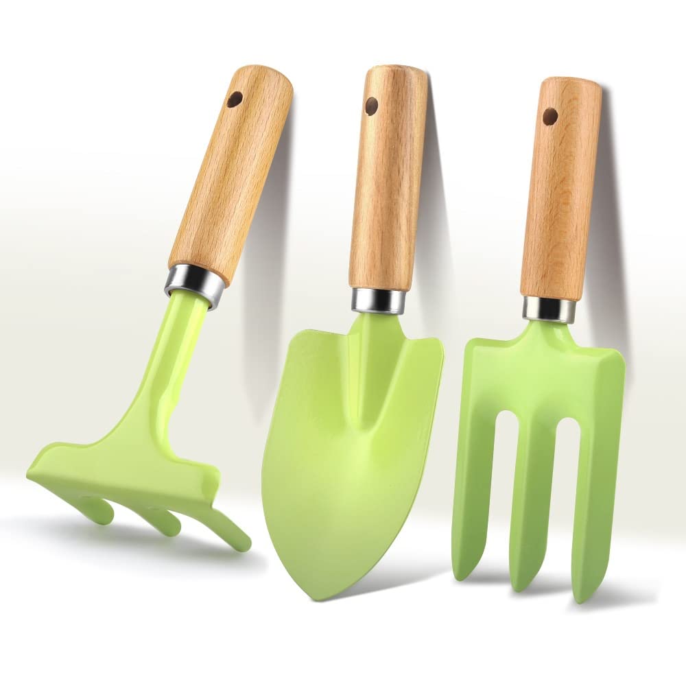Ensemble d'outils de jardin 3 pièces, trousse à outils de jardinage robuste, ensemble d'outils succulents, outil à main multifonctionnel en acier inoxydable portable Cadeaux de jardinage pour fe