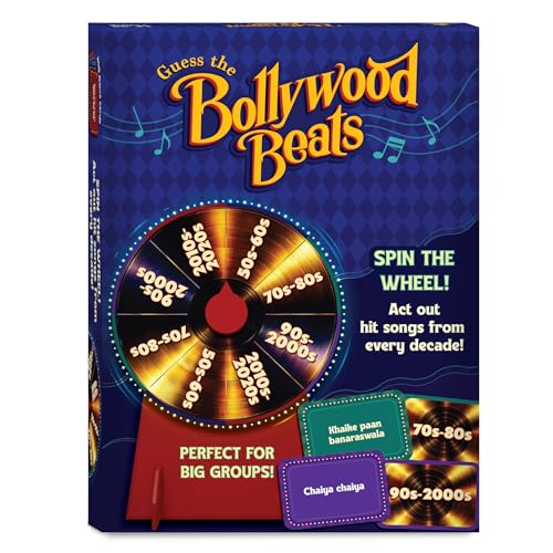 Image of Gouda Games Bollywood Beats - Spin the Wheel Song Guessing Party Game, Dumb Charades Style Bollywood Game, Act & Guess Songs, Family Game Night, Gift for Teens, Adults & Bollywood Fans